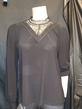 Halogen Black Lace Yoke Top Darkcore Goth